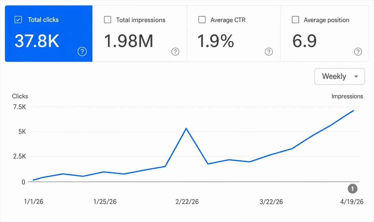Organic search traffic growth chart